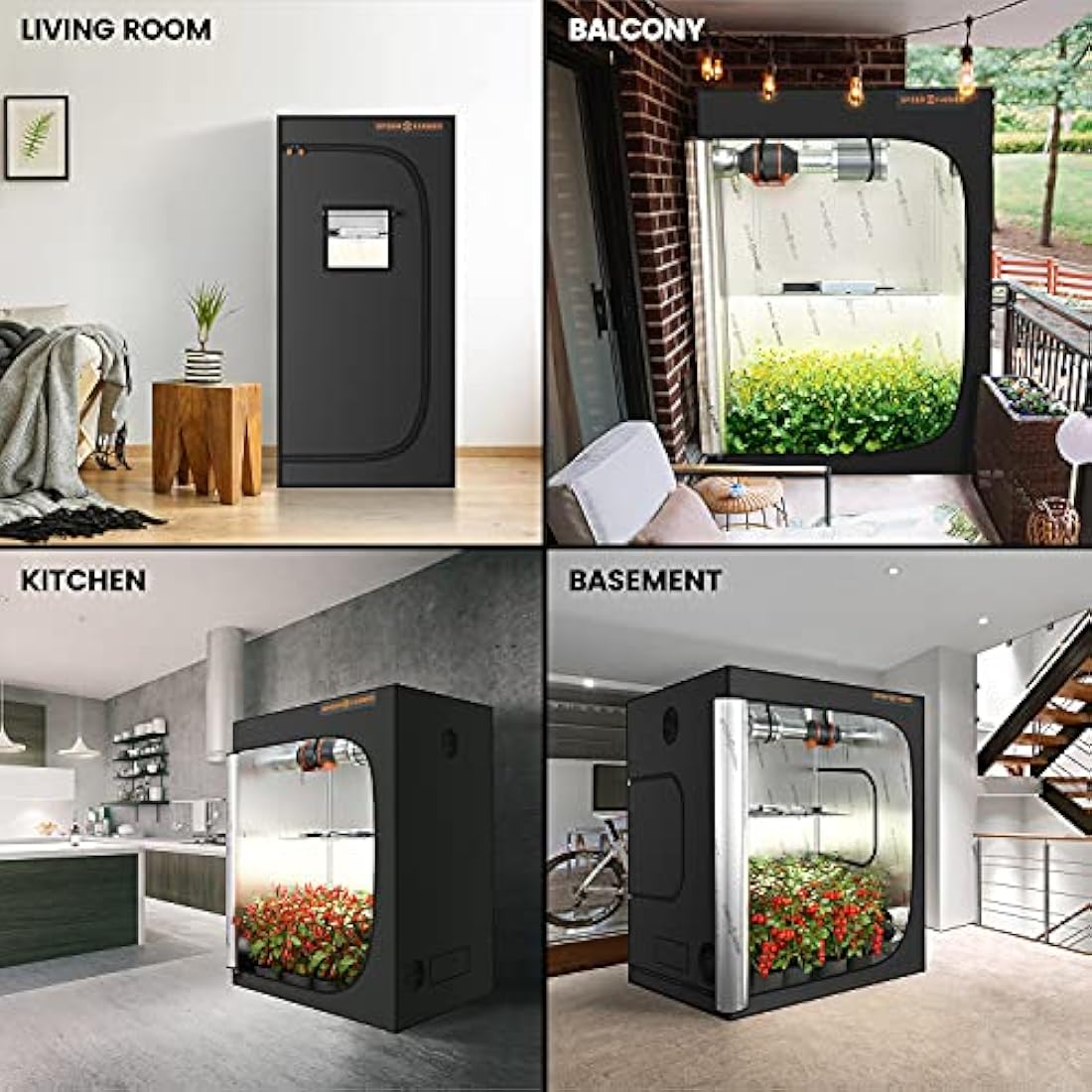 Spider Farmer Grow Tent 120x120x200CM (48"x48"x80"Inches,4'x4' FT) 1680D High Reflective Mylar Hydroponic Double Thicker Grow Tents with Observation Window and Floor Tray for Indoor Plant Growing