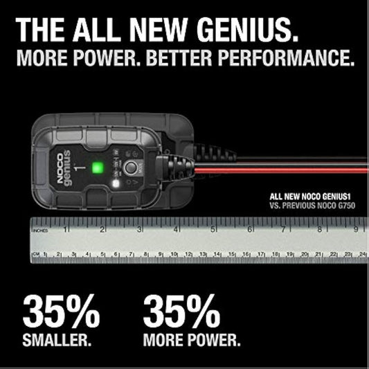 NOCO GENIUS1: 1A 6V/12V Smart Battery Charger – Automatic Maintainer, Trickle Charger & Desulfator with Overcharge Protection & Temperature Compensation – For Lead-Acid & Lithium Batteries