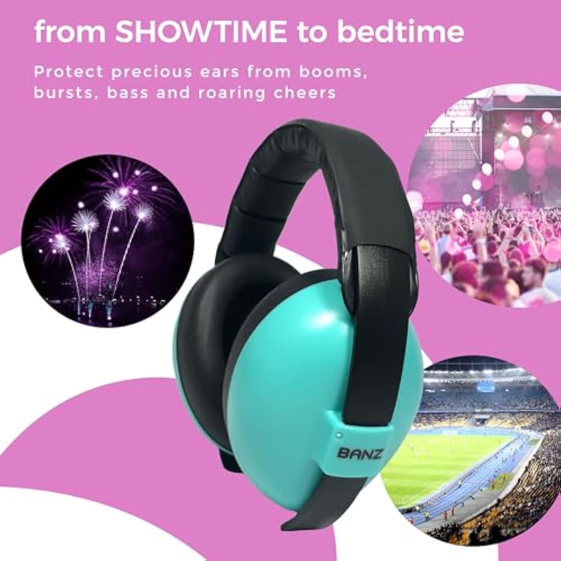 Banz Baby Ear Defenders - Noise Cancelling Baby Headphones for 0-36 Months, NRR 21dB - Lightweight Over-Ear Design with Soft Headband and Cushion Cups