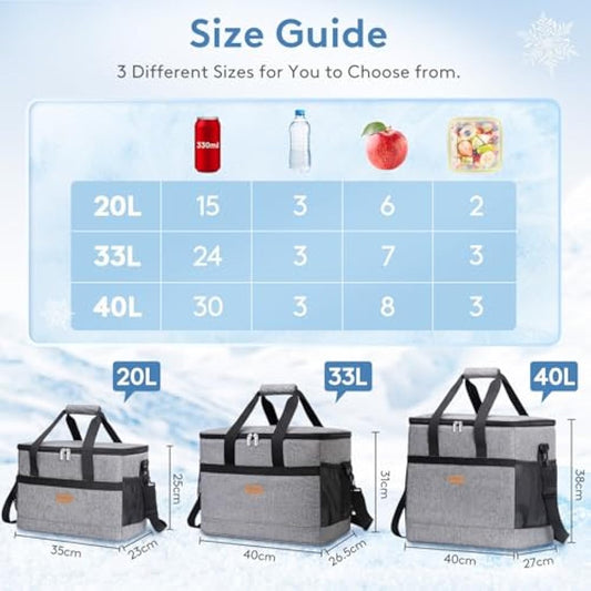 Lifewit Soft Cooler Bag with Hard Liner, Large Insulated Picnic Lunch Bag Box Soft-Sided Cooling Bag for Camping/BBQ/Family Outdoor Activities