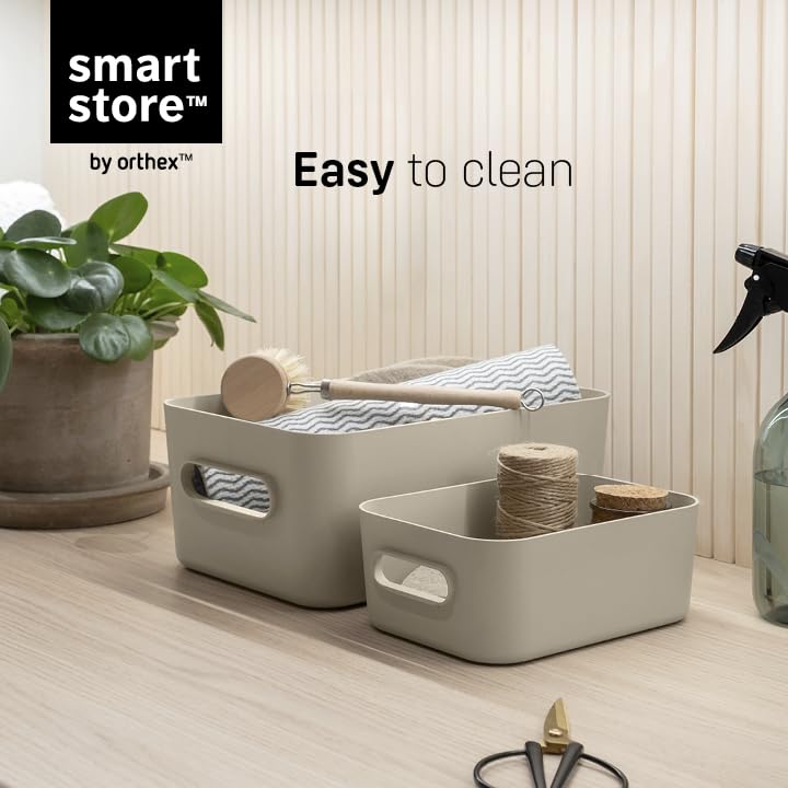 SmartStore Small Plastic Storage Box with Handles 8× 1.5 L | Organiser Basket for Bathroom, Laundry, Kitchen, Office Drawers and Shelves