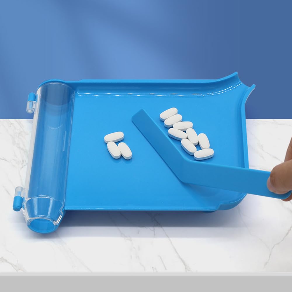 VOANZO Right-Hand Pill Counting Tray with Shovel Dispensing Tray Set A Good Helper for efficient Dispensing (Sky Blue)