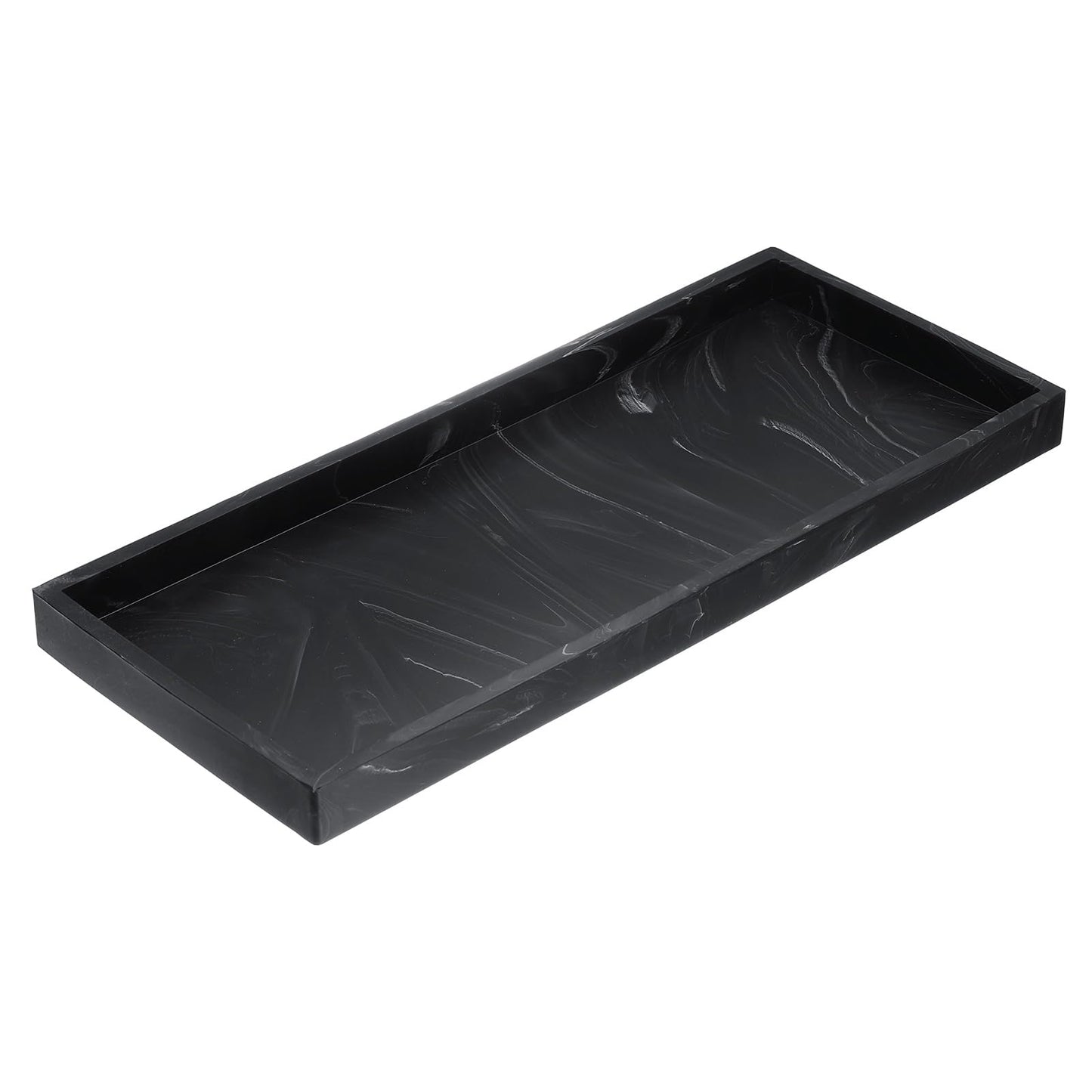 sourcing map Bathroom Vanity Tray, 11.8" x 5" Silicone Soap Dispenser Trays, Shatterproof Kitchen Sink Organizer for Soaps Keys Candle Trinket, Marble