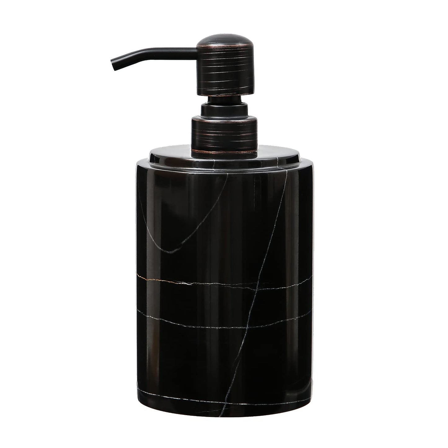 JIMEI Black Marble Hand or Dish Soap Dispenser for Bathroom & Kitchen Sink - Decorative Natural Marble Stone Liquid Soap/Lotion Dispenser - Stainless