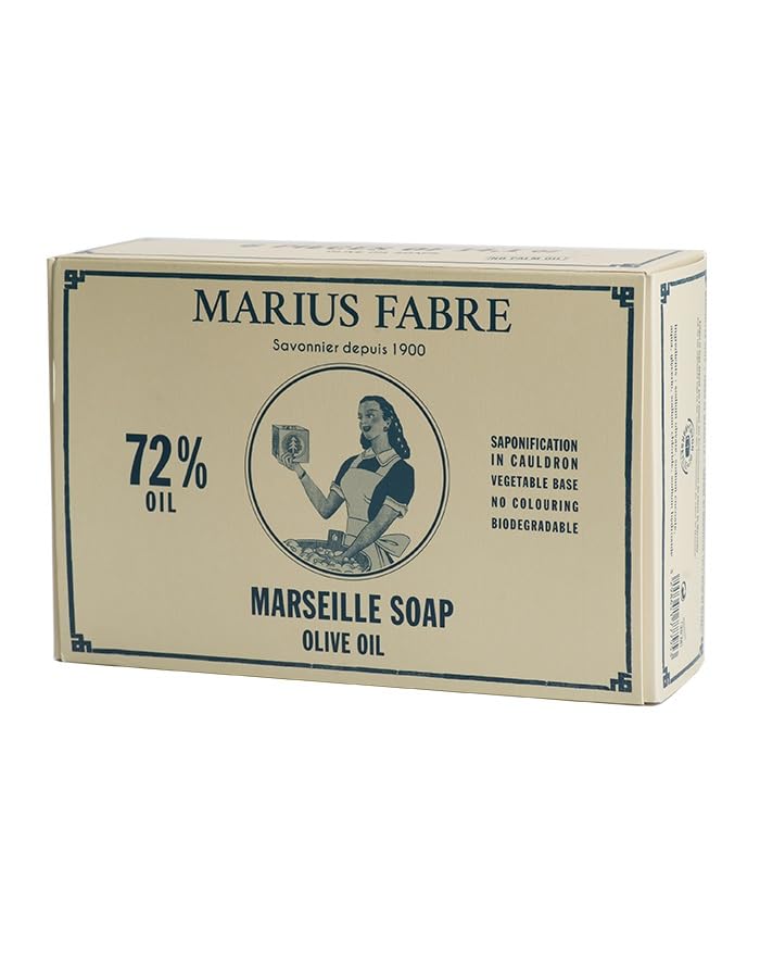 Marius Fabre 400g Cube of Pure Marseilles Soap In Vintage Style Box (3. Green (Olive Oil) 6x400g Multipack)