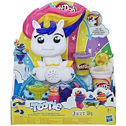 Play-Doh Tootie The Unicorn Ice Cream Set with 3 Non-Toxic Colors Featuring Color Swirl Compound