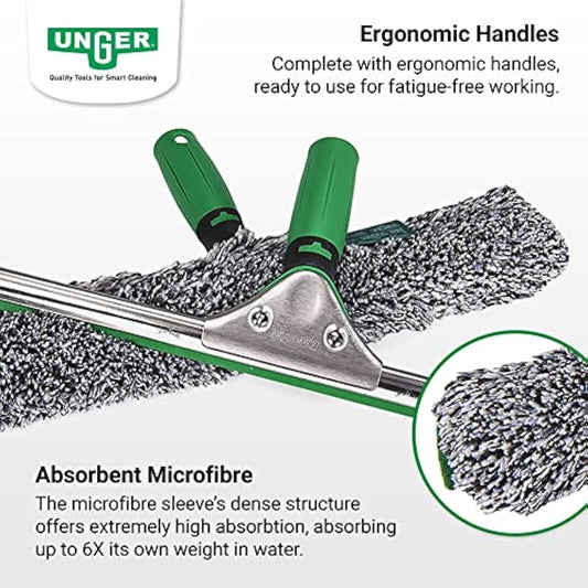 Unger AK011AUNGER ErgoTec 2-in1 Window Cleaner Starter Kit - Squeegee & Microfibre Power Washer Sleeve,Green,35cm