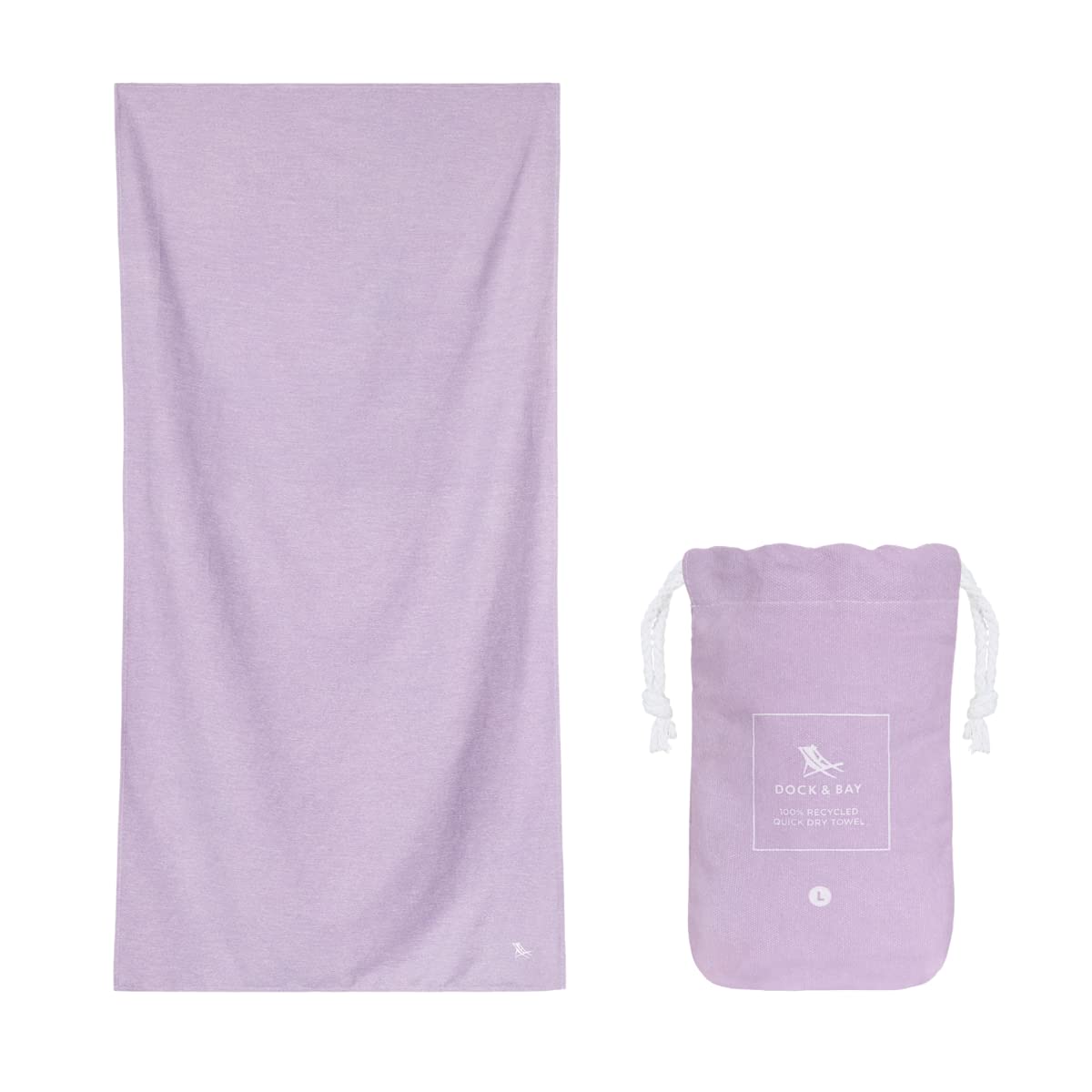 Dock & Bay Quick Drying Towel - For Sports & Gym - Compact, Lightweight - 100% Recycled - Includes Bag - Essential - Meadow Lilac, Extra Large