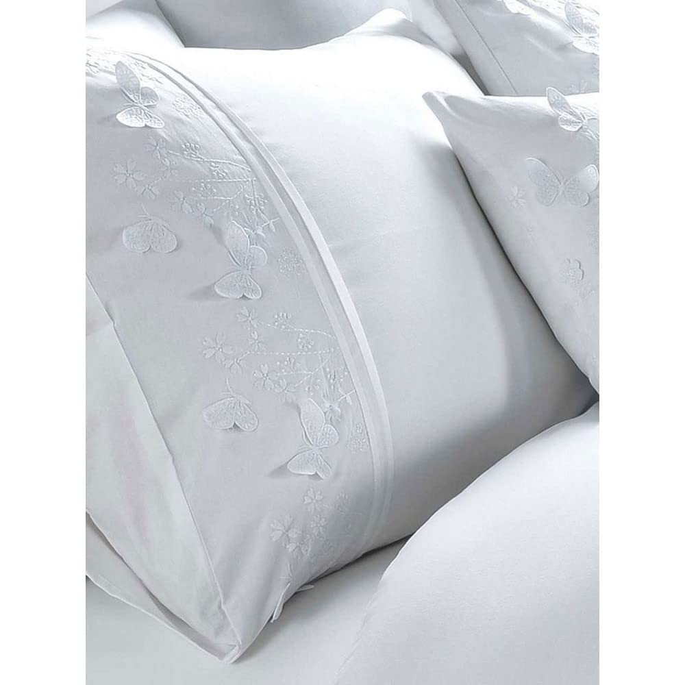 Rapport Home Luxury Embroidered Papillon Single Bedding White Duvet Cover Set