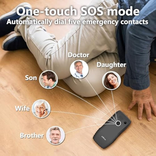 artfone C1+4G Big Button Mobile Phone for Elderly丨USB-C, Charging Dock丨1800mAh Battery丨Easy to Use Basic Elderly Phone丨SIM Free Unlocked Senior Mobile Phone丨SOS Button丨FM Radio丨Time Reporting - Black