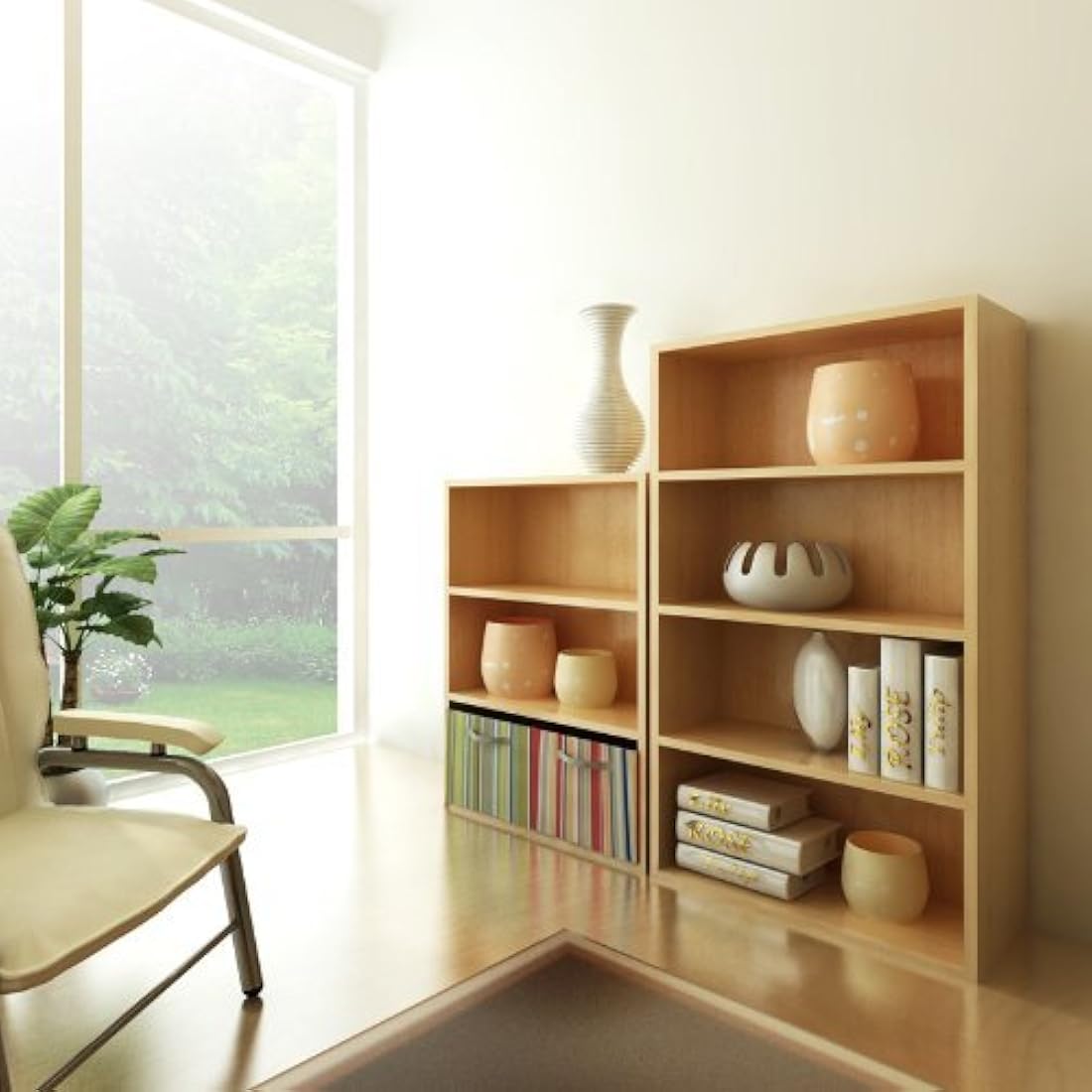 Furinno Pasir 4-Tier Open Shelf, Steam Beech
