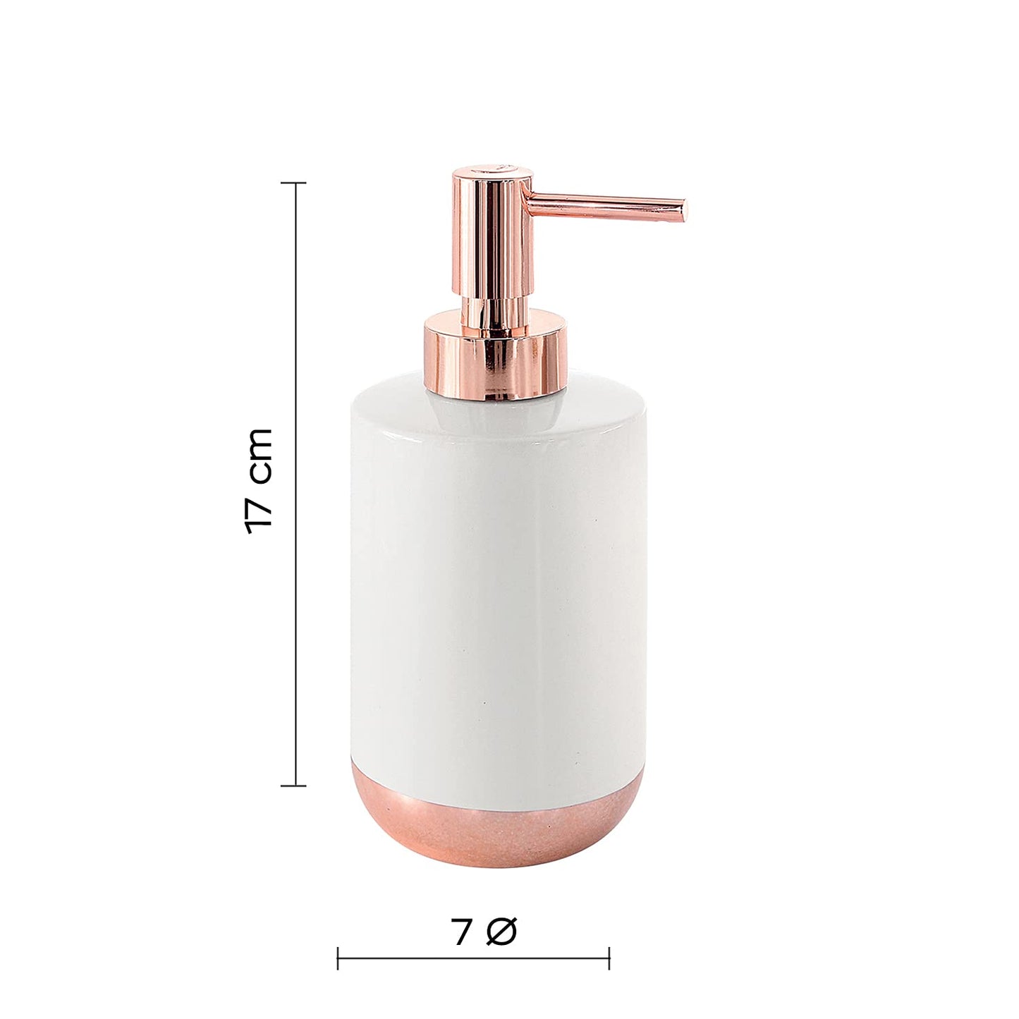Gedy G-Rita, Dimensions and Weight: 17 x 7 x 7 cm & 0.23 kg, Ceramic Bathroom Soap Dispenser, White Finish, R&S Design, 2 Year Warranty, Unica