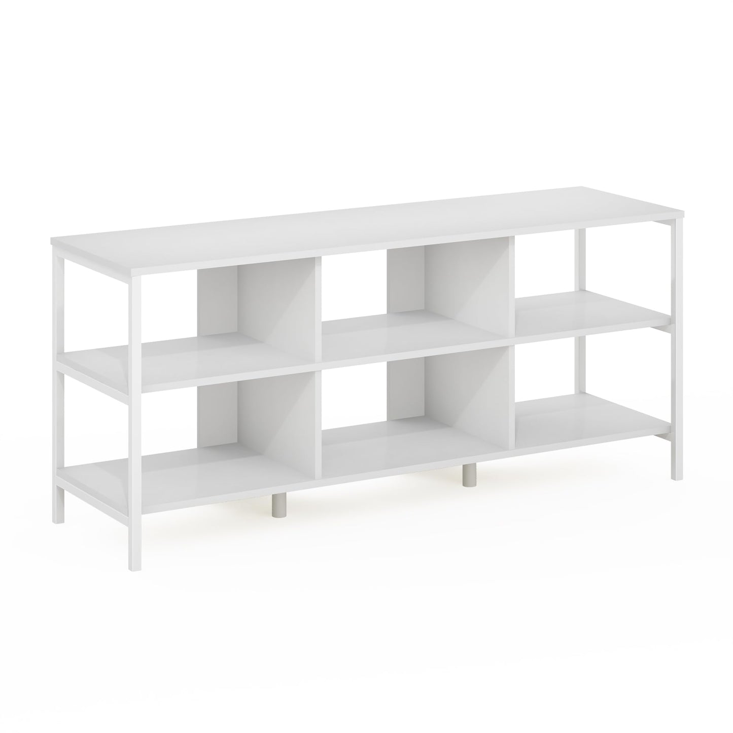 Furinno Camnus Modern Living TV Stand for TVs up to 60 Inch, Solid White/White