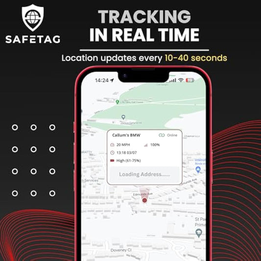 SafeTag Mag 4G – Rechargeable Magnetic 4G LTE GPS Tracker, Car, Van, Motorbike, Caravan, etc. 34-195 Countries, 90 Day Standby, Real Time Tracking and Alerts, 7 Day Free Trial+SIM Included, UK Company