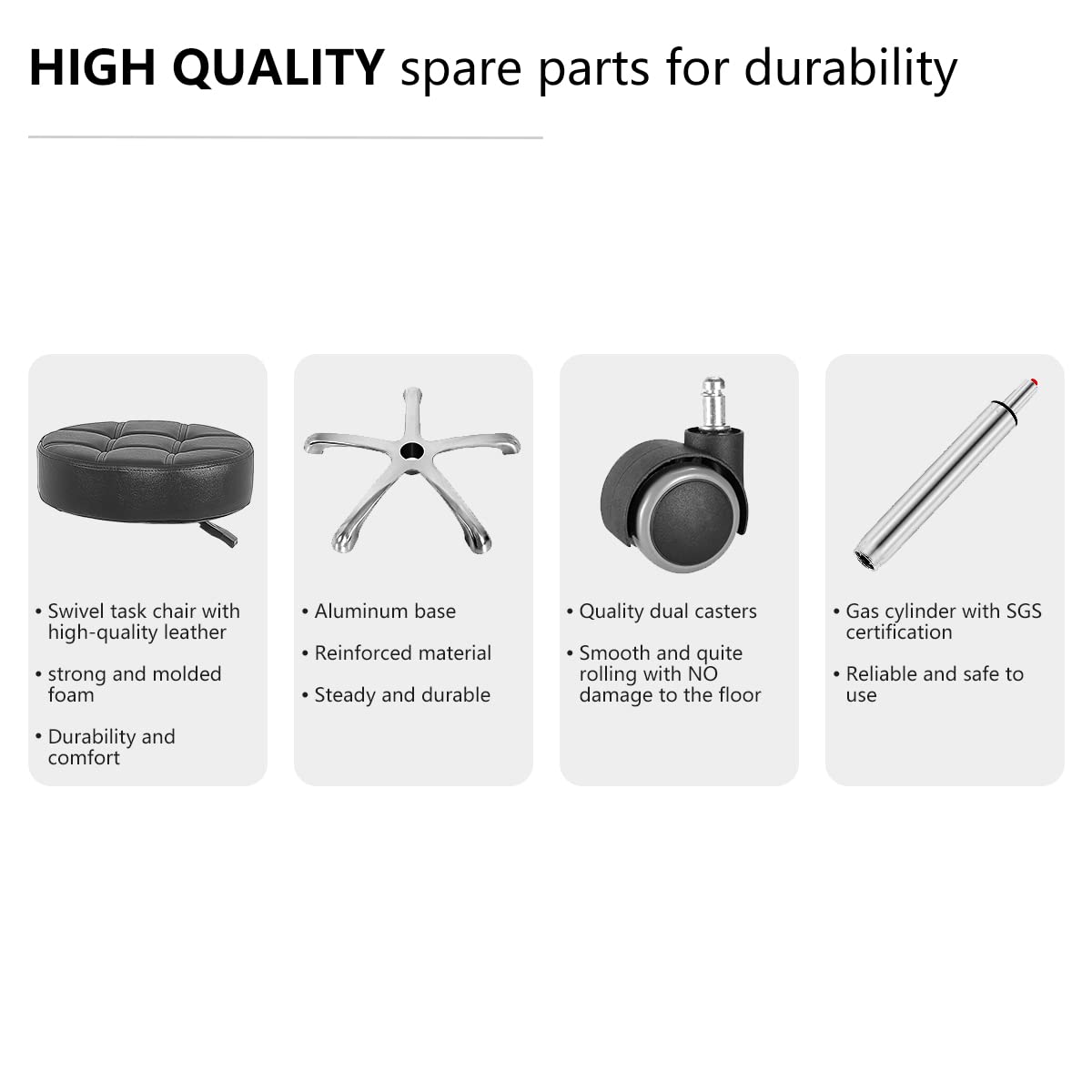 Grace&Grace Adjustable Rolling Stool Chair with Wheels for Massage Beauty Salon Shop Home Kitchen,Heavy Duty Rolling Swivel Stool