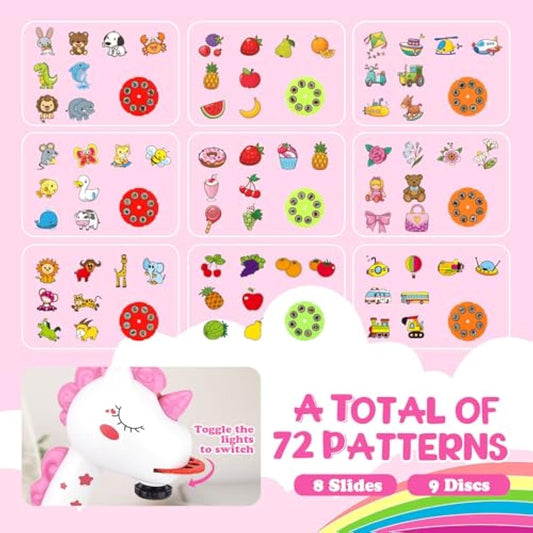 Girls Toys Drawing Projector Table for Kids with 72 Patterns Unicorn Gifts Toy for 3 4 5 6 7 8 Year Old Girls Boys Kids Drawing Supplies with Crayons,Scrapbook,Sticker Book,Stickers,Stamps