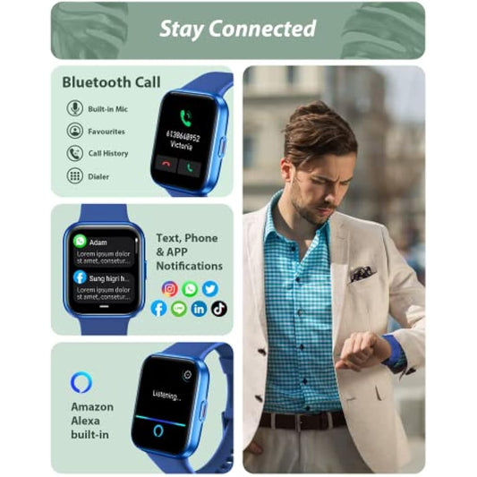 Smart Watch for Men Women (Answer/Make Call), Alexa Built-in, 1.8" Touch Screen Fitness Watch with SpO2 Heart Rate Sleep Monitor, 100 Sport, IP68 Waterproof Step Counter Smart Watch for iPhone Android