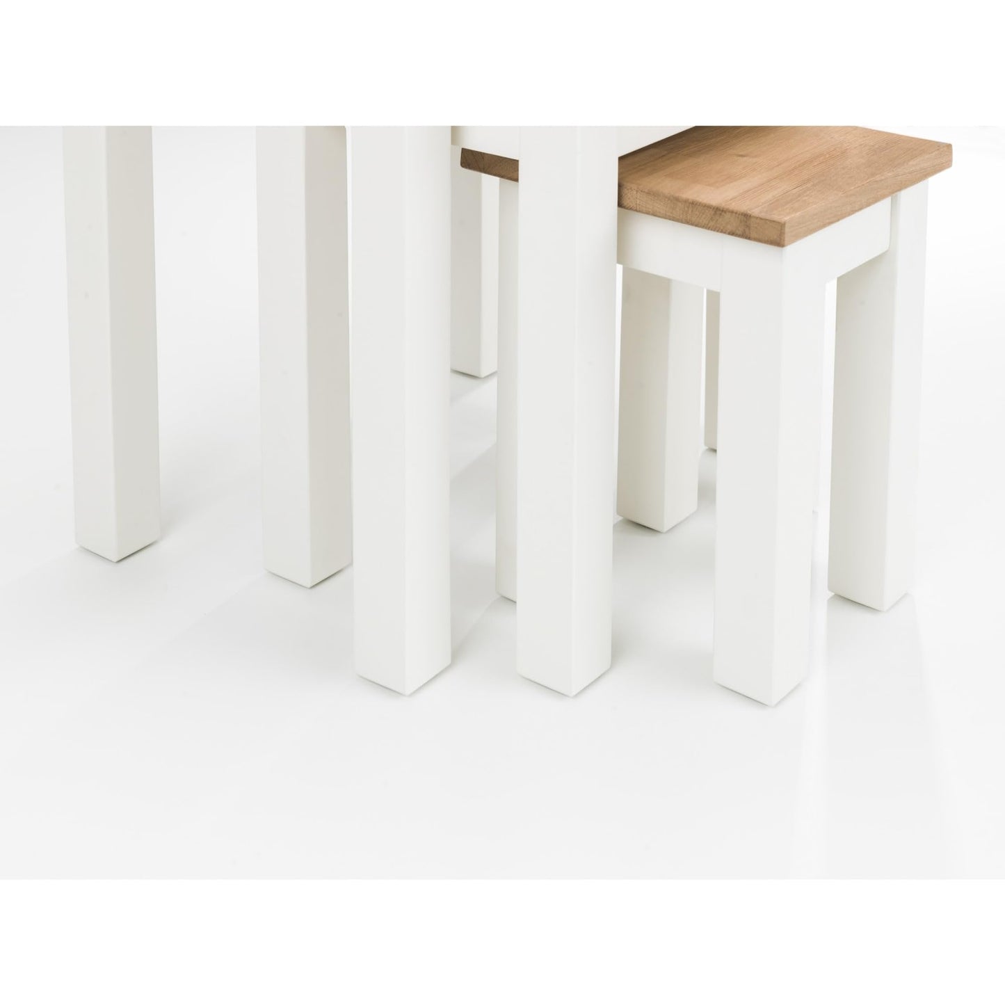 Julian Bowen Coxmoor Nest of Tables, Set of 3, Ivory & Oak - H48 x W50cm