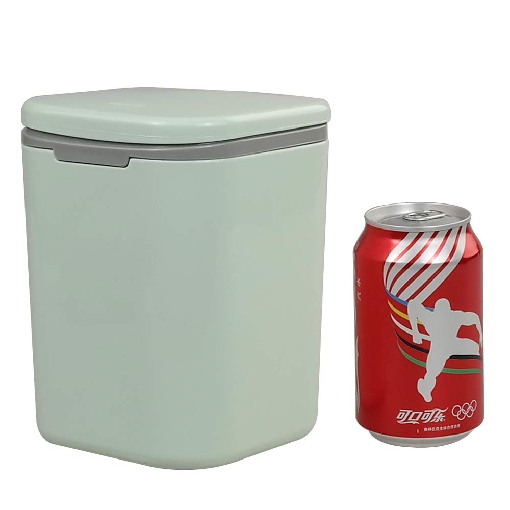 Gitany Push-button Mini Desktop Dustbin with lid, Small Trash Bin (Green)