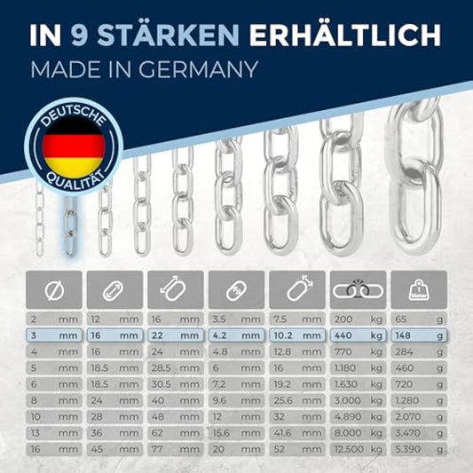 50-Meter 3-mm Thick Stainless Steel Chain V4A Short-Linked from NietFullThings on Piece Anchor Chain DIN 5685 DIN 766 50-m