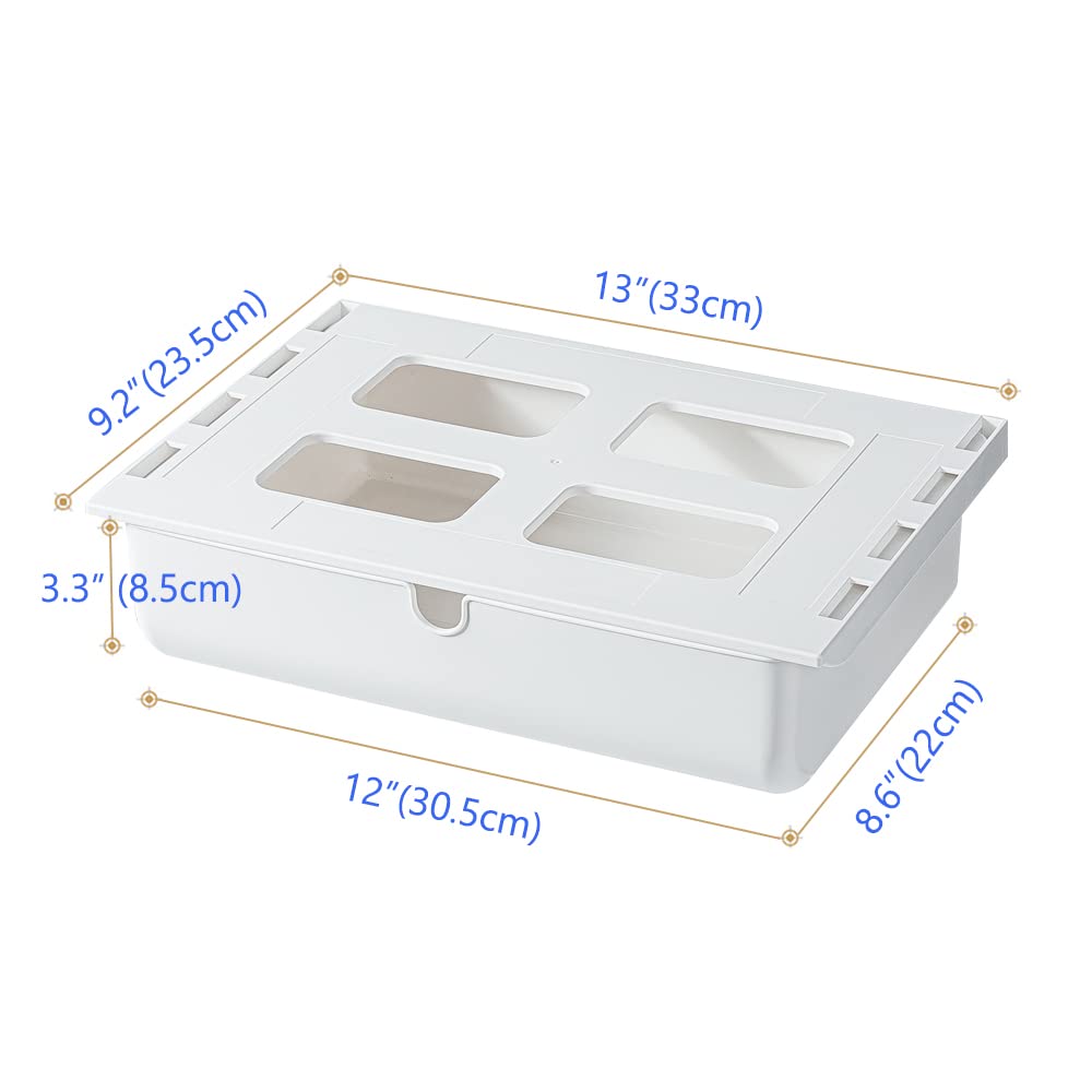 Poeland Under Desk Drawer Self-Stick Storage Organizer for Office Home School Large Size White