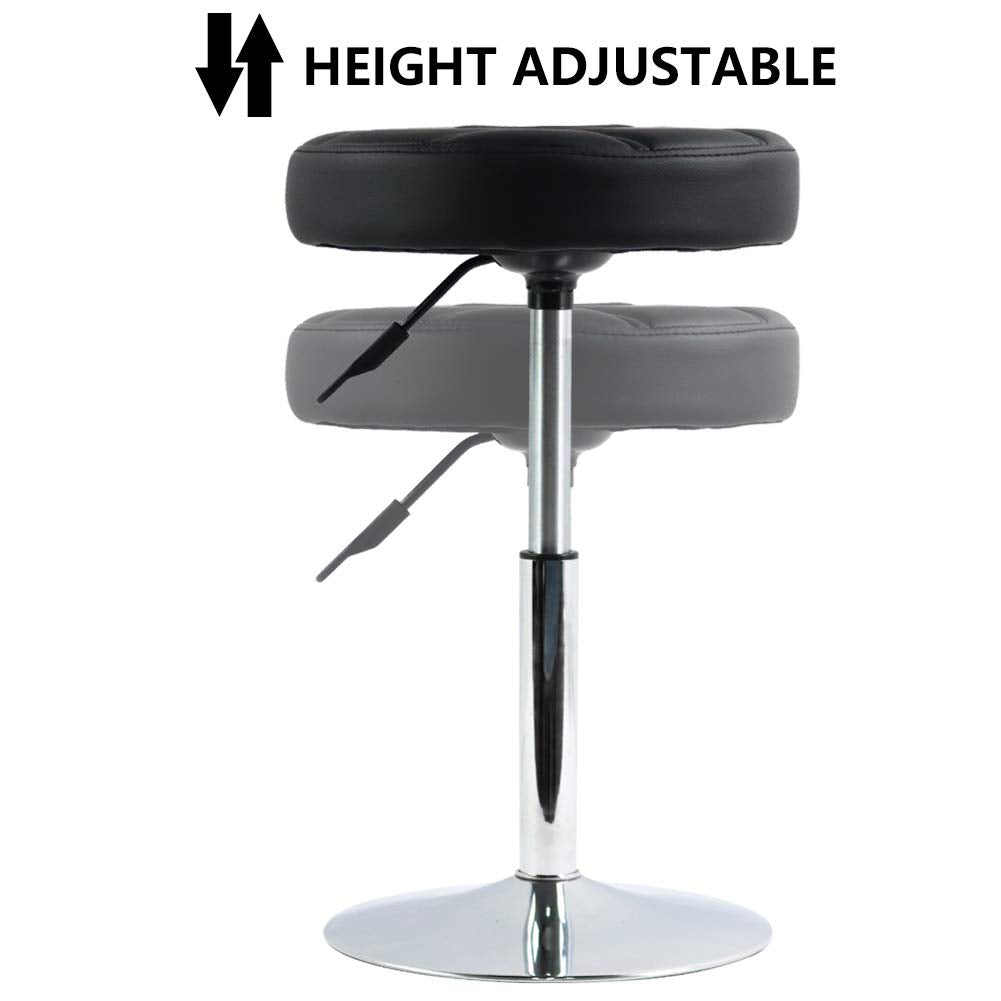 FURWOO Round Cushion Salon Stool Massage Chair Adjustable Swivel Spa Stool for Beauty Nail Home Bar Work Low Bar Chair for Barber Shop Small(Black)
