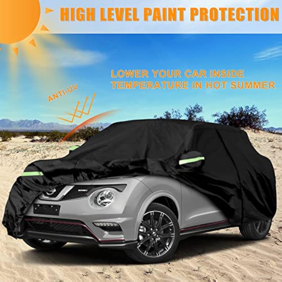 Opaltool Car Cover for Nissan Juke 2010-2022, 6 Layers Waterproof Sun Rain UV Dust All Weather Protection Short Wheel Outdoor Full Cover with Side Door Zipper
