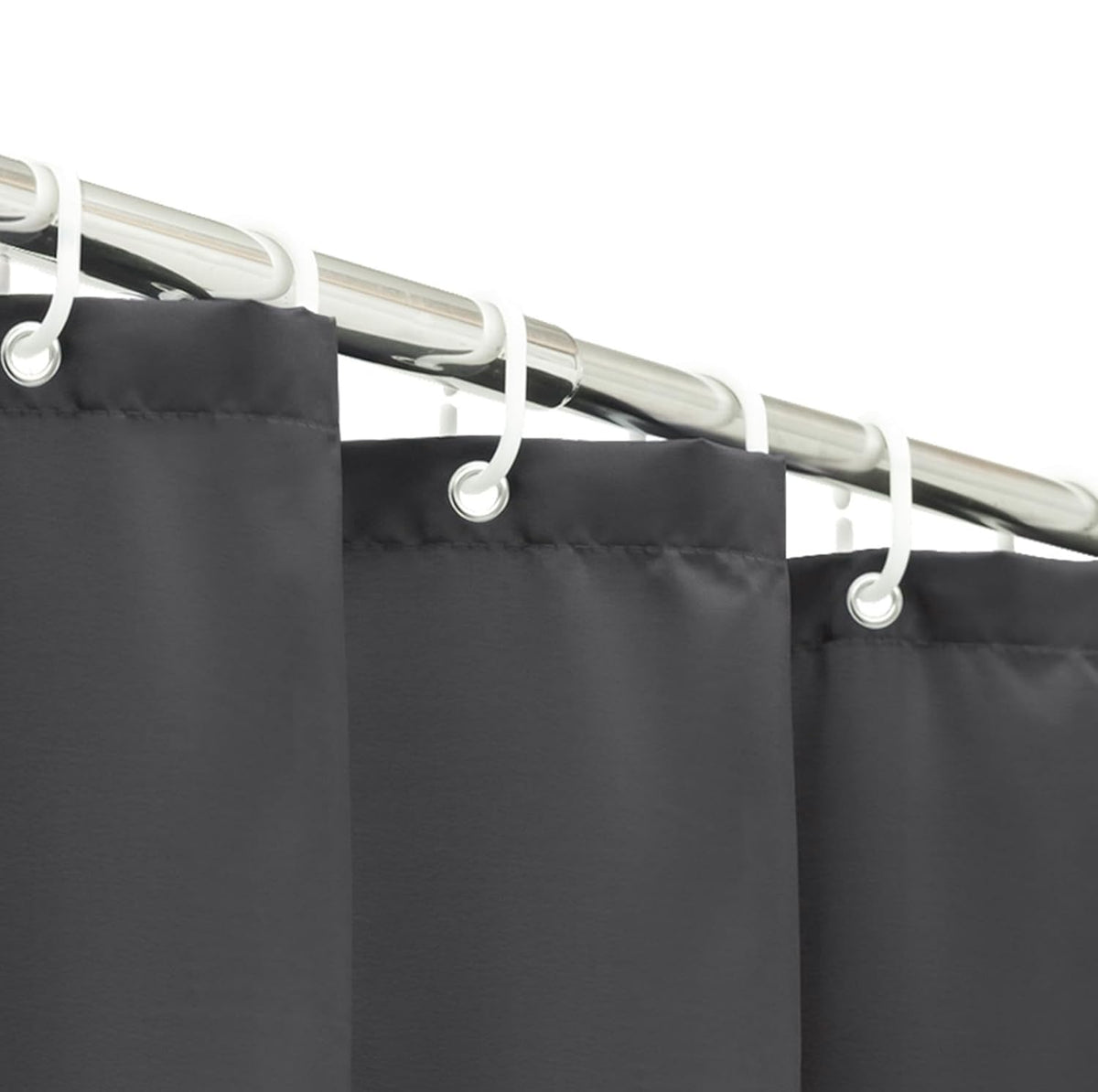 HOMTRYLIC Dark Grey Shower Curtain W200 x L200cm Plain Fabric Shower Curtain for Bathroom Water Repellent Long Bath Shower Curtain Set with 12 Hooks
