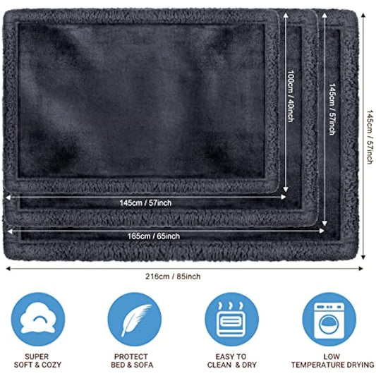 fireowl Waterproof Dog Blanket Washable Large - 145x165cm Soft Warm Fleece Pet Blankets for Cats Dogs - Pet Throw Blankets for Small Medium Large Dogs Grey