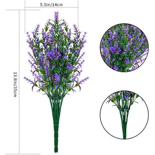 Artificial Lavender Flowers, 6 Pack Artificial Lavender Flowers, UV Resistant Plastic Flower for Garden, Home, Indoor and Outdoor (Purple)