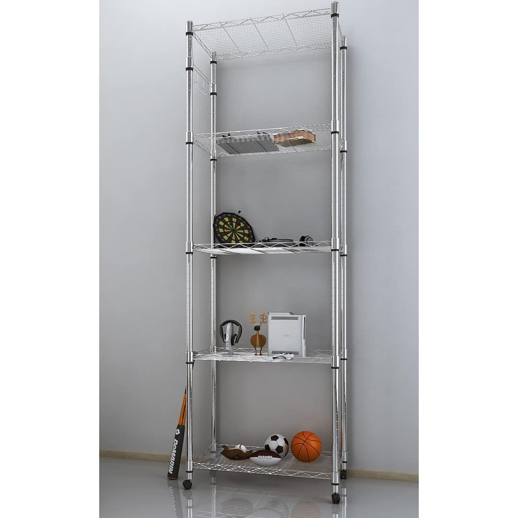 Himimi 5 Tier Wire Shelving Unit on Wheels, Kitchen Storage Unit, Adjustable Height Display Rack for Home&Kitchen 23.2 x 13.8 x 72 inch (L x W x H)