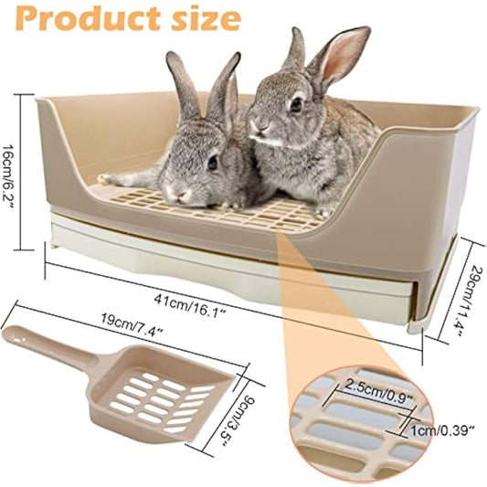 HYLYUN Large Rabbit Litter Tray Box Toilet,Potty Trainer Corner Litter Bedding Box with Drawer Larger Pet Pan for Adult Guinea Pigs, Rabbits, Hamster, Chinchilla, Ferret, Galesaur, Small Animals