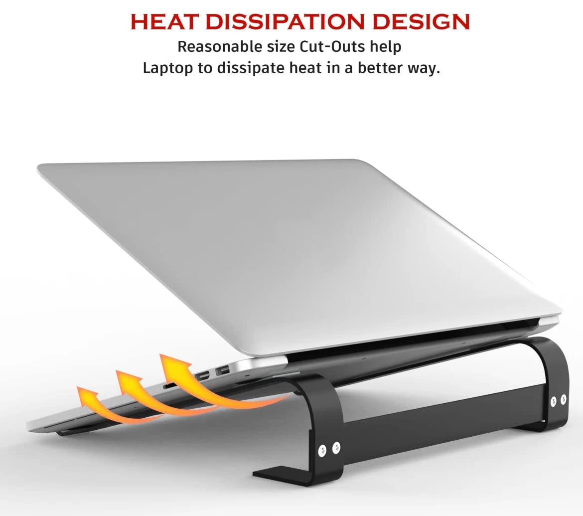 Orco Aluminum Laptop Stand for Desk - Ergonomic Fixed Laptop Riser, Stable Notebook Holder Compatible with MacBook Pro/Air, HP, Dell, Lenovo, Asus