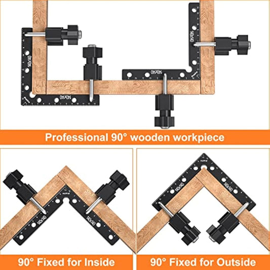 Preciva 90 Degree Right Angle Positioning Square Clamp, Aluminum Alloy Right Angle Clamp,Professional Woodworking Tools Woodworking Block for Picture Frames Cabinet Drawers - 2 Sets (14cm/5.5"