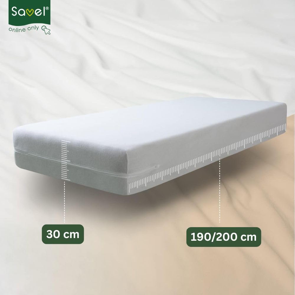 SAVEL - Mattress Encasement (90x190/200 cm) Single Size | Adjustable and Elastic | Absorbent Mattress Protector - White