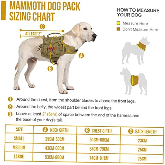 OneTigris Mammoth Dog Backpack 2.0 Version Tear Camping Hiking Dog Backpack for M/L Size Dogs (Brown, M)