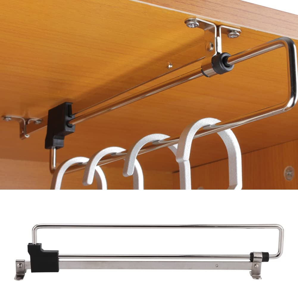 Telescopic Clothes Rod for Closet, Adjustable Pull Out Closet Rod - Retractable Valet Hanger Rail With Sliding Telescopic Extension for