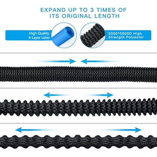 HmiL-U Garden Hose 50ft 15m Strongest Double Latex Inner Tube Prevent Leaking Magic Hosepipe with 9 Function Spray Gun+Solid Brass Fittings (Retracted Length 17ft)【2 YEARS 100% Guaranteed】(50ft)