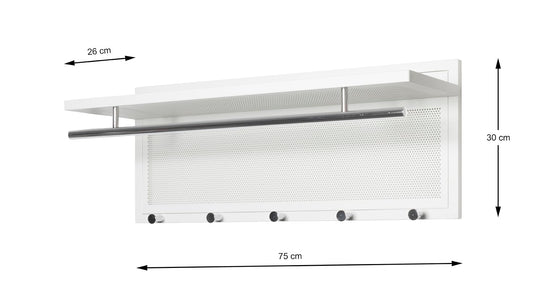 HAKU wardrobe, chrome, white, metal - Dim.: W 75 x D 26 x H 30 cm, Style: Modern