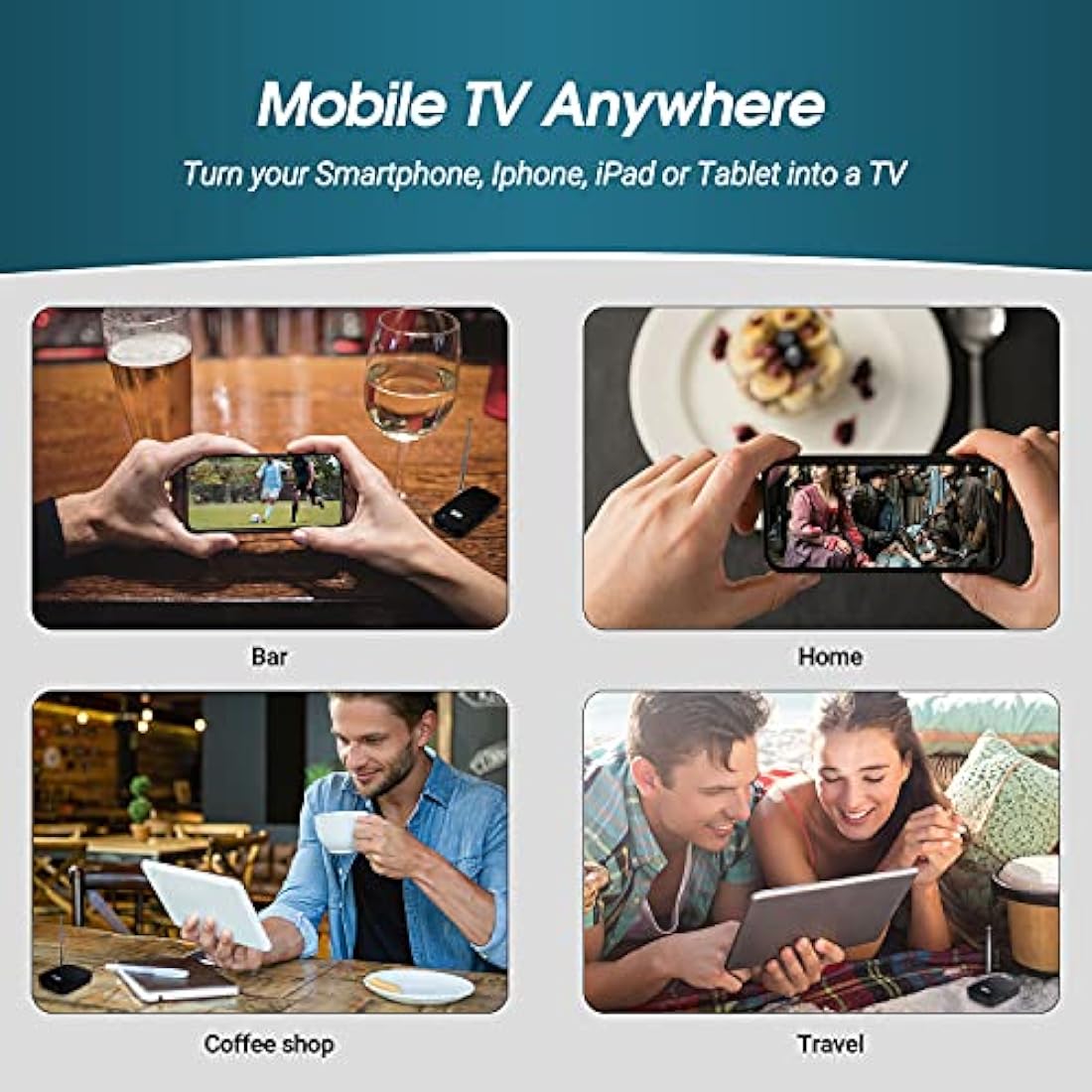 August DVB-T405 1080p Portable Freeview TV for iOS and Android - Watch and Record Live Freeview on Phones and Tablets/No Mobile Data or WiFi Required - Rechargeable Battery