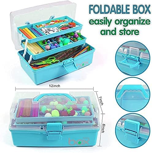 Creahaus 12in 3 Layer Multipurpose Storage Box/Craft Storage Boxes With Compartments/Plastic Tool Box/Medicine Storage Box/Hair Accessories