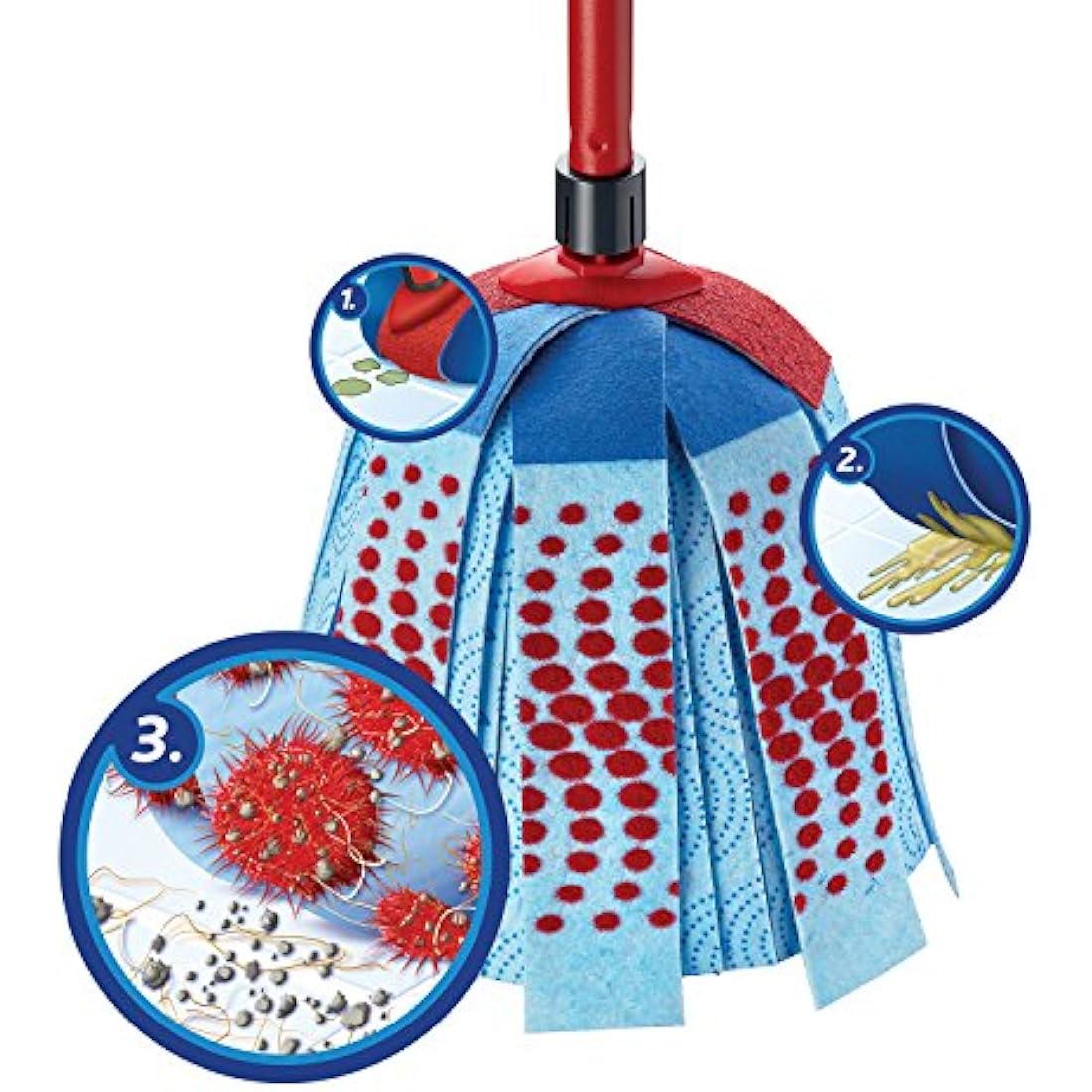 Vileda SuperMocio 3 Action XL Mop and Bucket Set with Extra Refill, Blue,Red