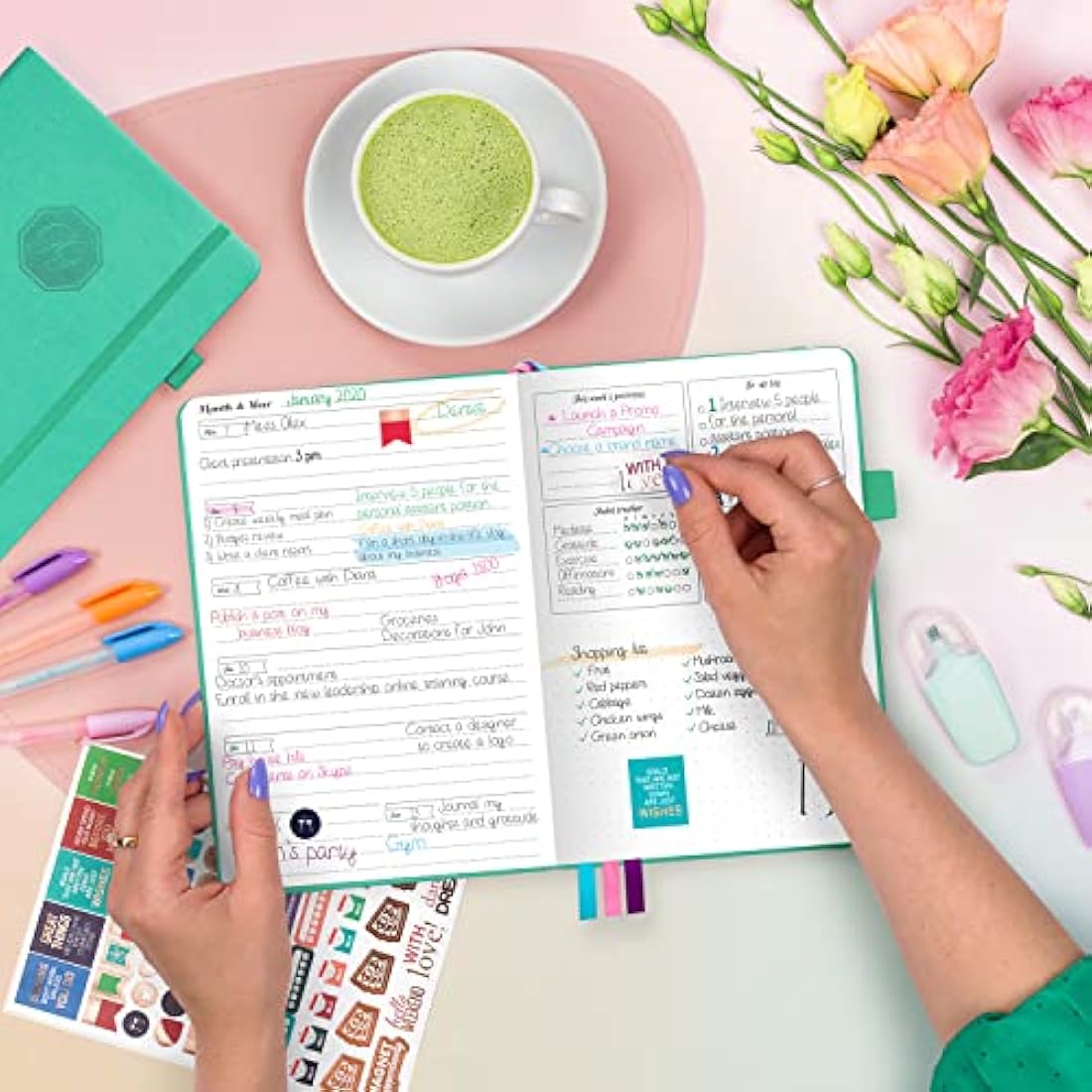 GoGirl Planner and Organizer for Women - Compact Size Weekly Planner, Goals Journal & Agenda to Improve Time Management, Productivity & Live Happier. Undated – Start Anytime, Lasts 1 Year – Emerald