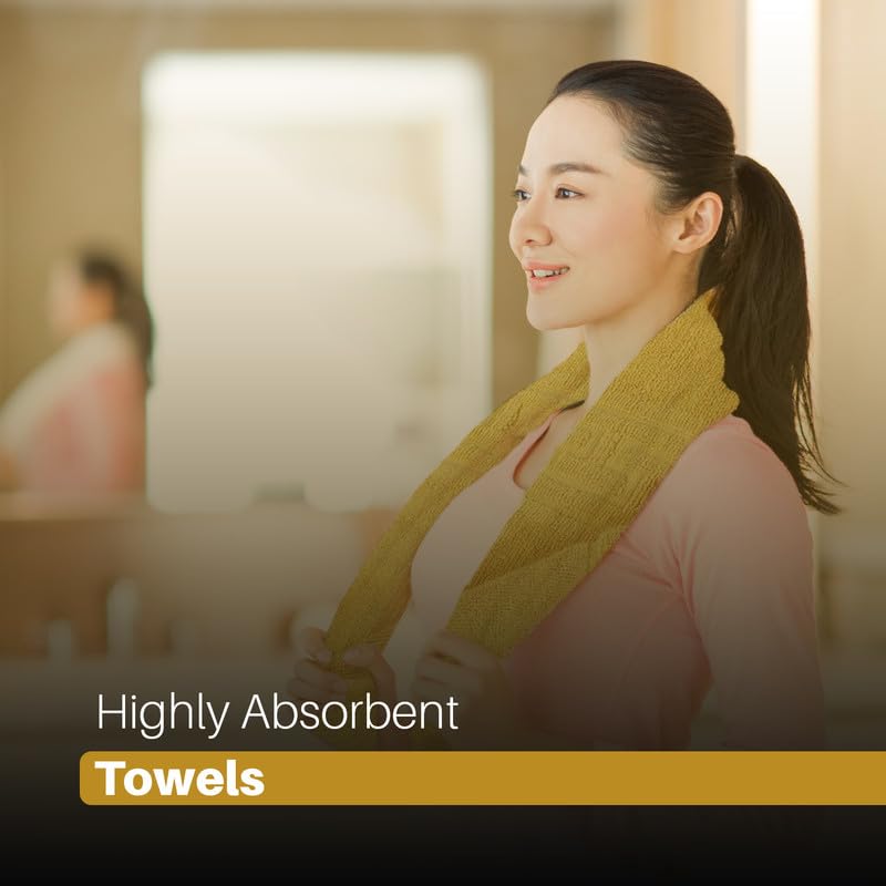 DTEX HOMES 8 Piece Towel Set 100% Cotton 600 GSM, 2 Bath Towels, 2 Hand Towels, 4 Washcloths - Mustard