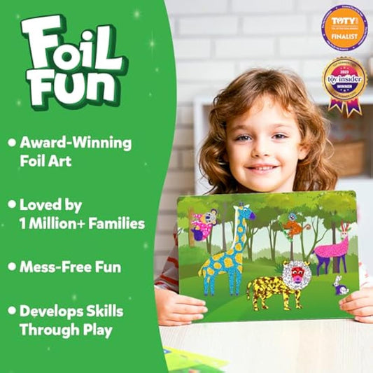 Skillmatics Foil Fun - Animals, No Mess Art for Kids, Travel Toys, Craft Kits, DIY Creative Activity, Gifts for Boys & Girls Ages 4, 5, 6, 7, 8, 9