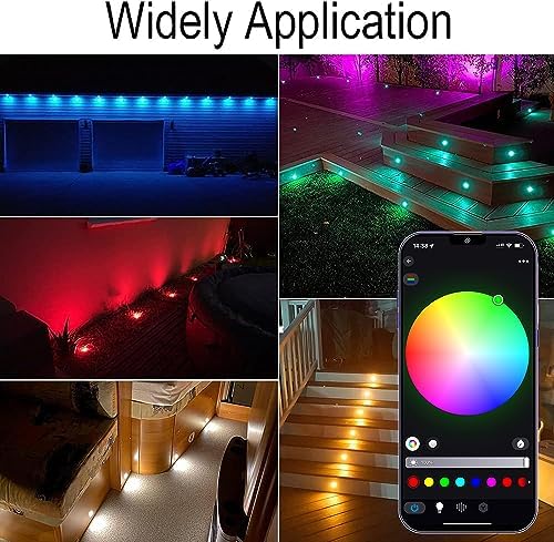 INDARUN RGB Led Decking Lights 0.5W Waterproof IP67 Ø30MM + WiFi Controller - Lighting for Terrace/Patio/Path/Wall/Garden/Decoration, 6 Packs