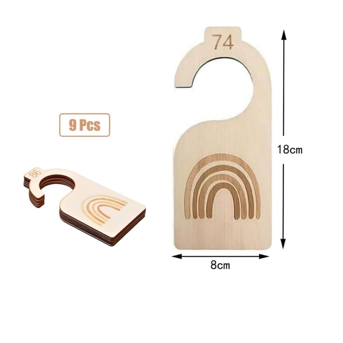 Zwenjuan Baby Wardrobe Dividers,9PCS Wooden Clothes Dividers,Hanger Divider Closet Clothes Organiser Labels Baby Size Dividers for Wardrobe,Baby