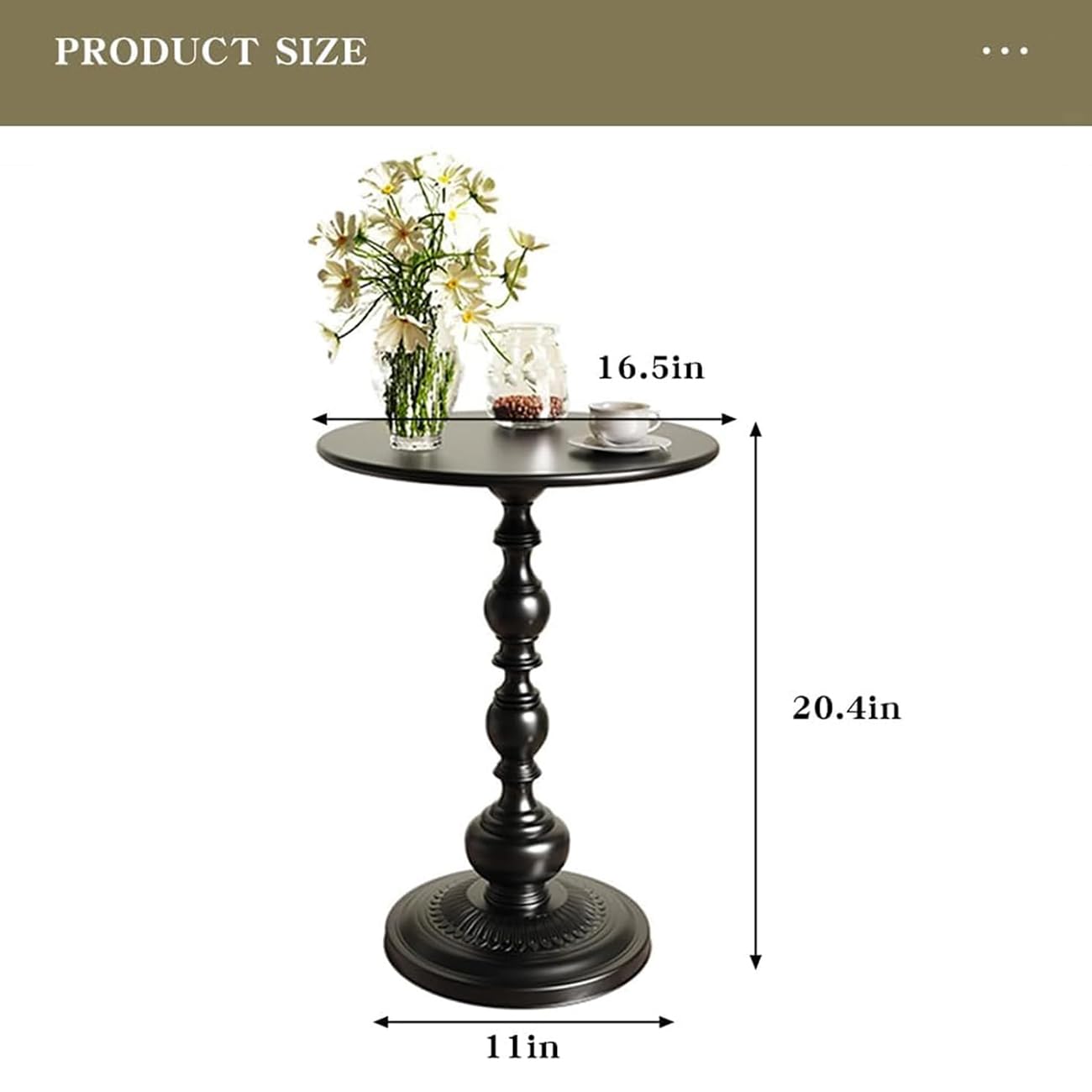 WDOPEN Metal Small End Table, Small Round Side Table, Matte Accent Coffee Drink Table, for Sofa, Bedroom, and Living Room Corners (Black)
