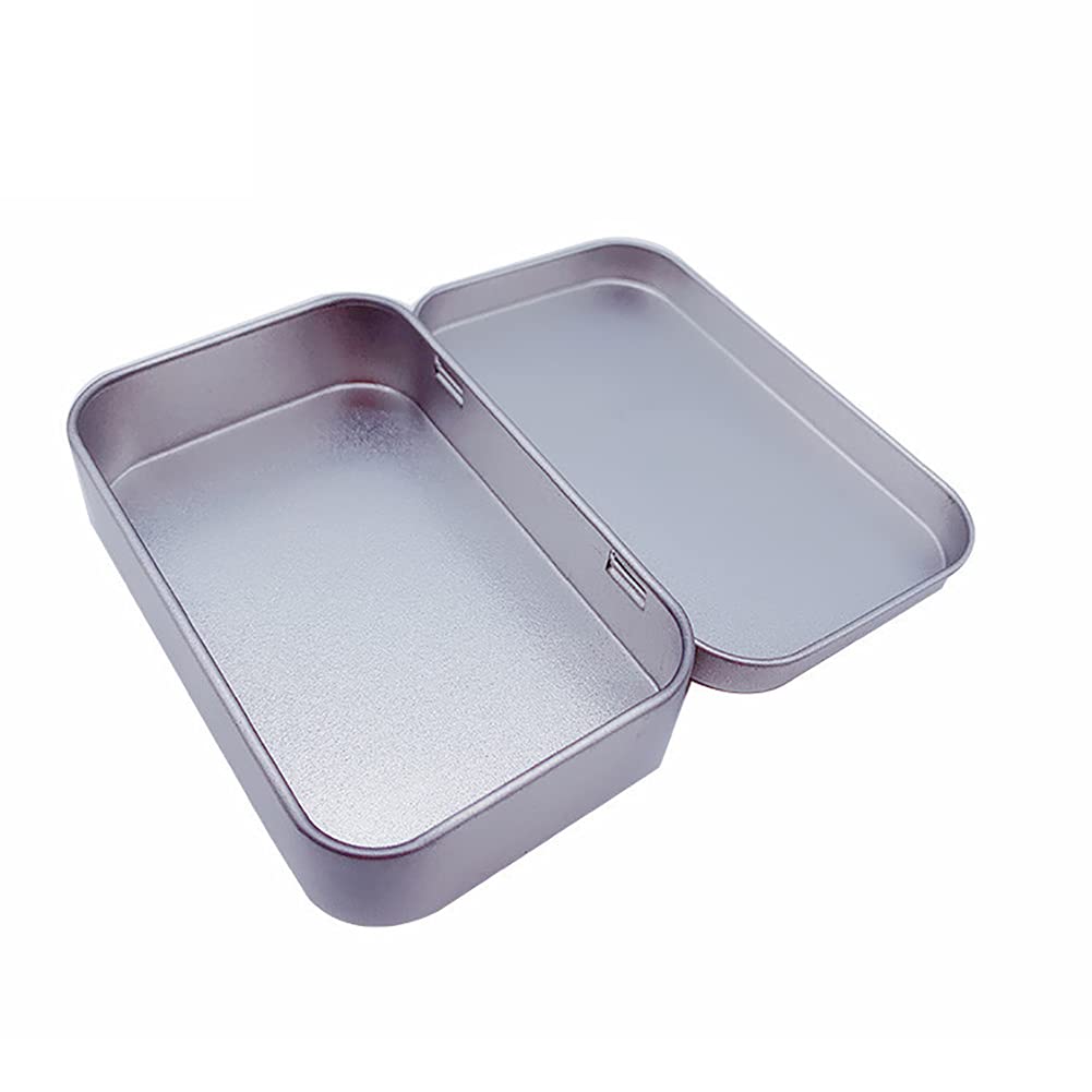 HugeDE 3 Pcs Rectangular Small Empty Hinged Tin Box Mini Storage Containers for Home Jewelry Craft Storage