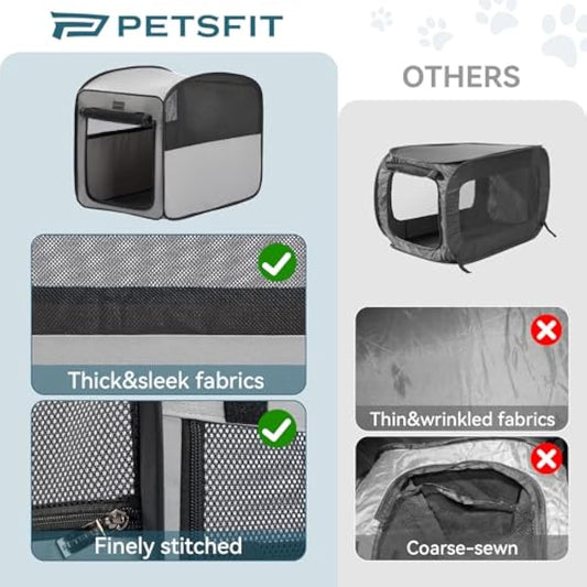 Petsfit Collapsible Dog Crate,Soft Dog Crate for Travel and Car Use - Pop Up Design,Lightweight and portable soft Crate for Small and Meduim Dogs Cats,Improved Top Zipper,68 x 40 x 56cm